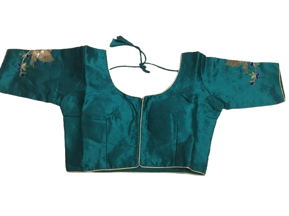 Raw Silk Green Designer Blouse 88